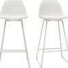 Tabourets de bar design blancs pieds métal 66 cm (lot de 2) FRANZ