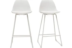 Tabourets de bar design blancs pieds métal 66 cm (lot de 2) FRANZ