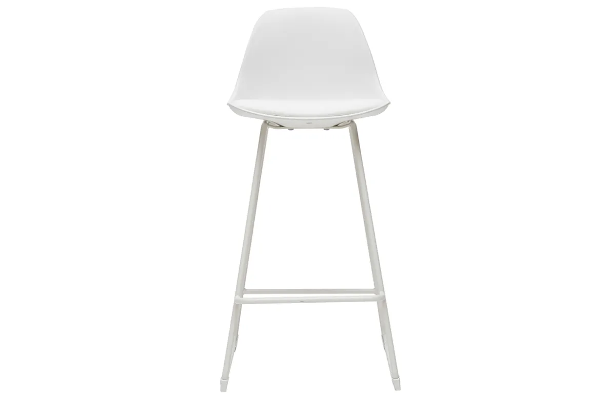 Tabourets de bar design blancs pieds métal 66 cm (lot de 2) FRANZ