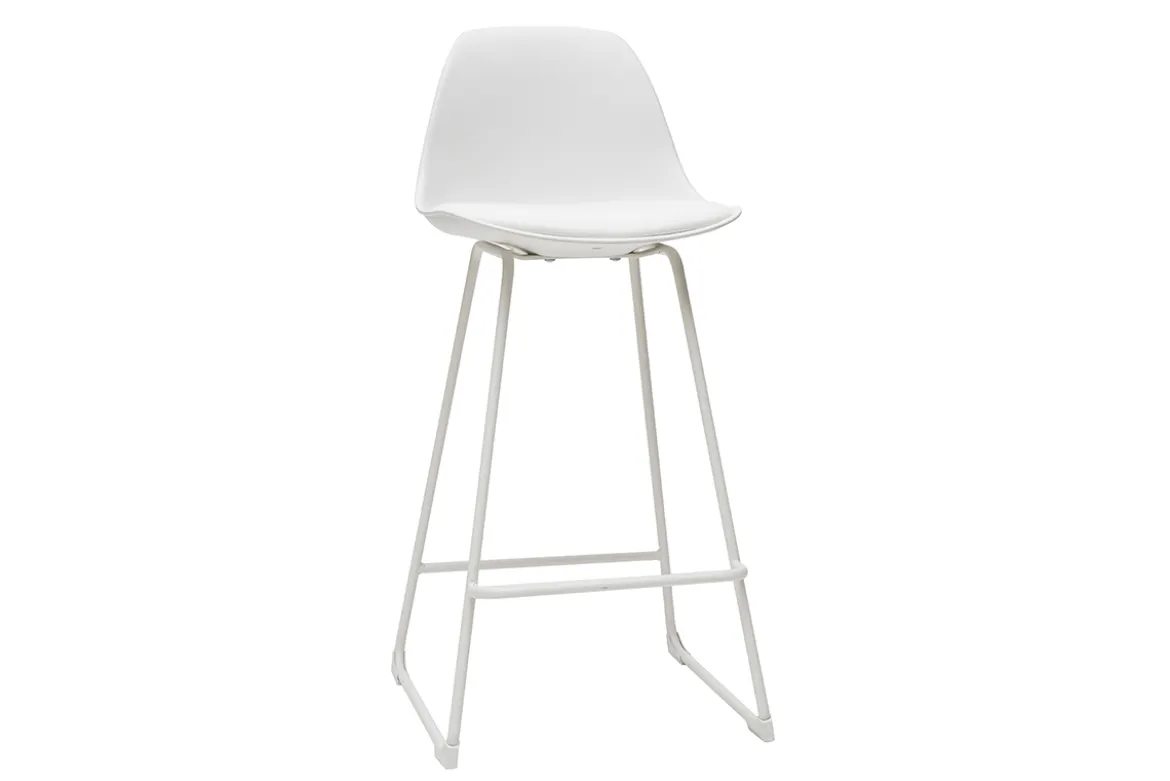Tabourets de bar design blancs pieds métal 66 cm (lot de 2) FRANZ