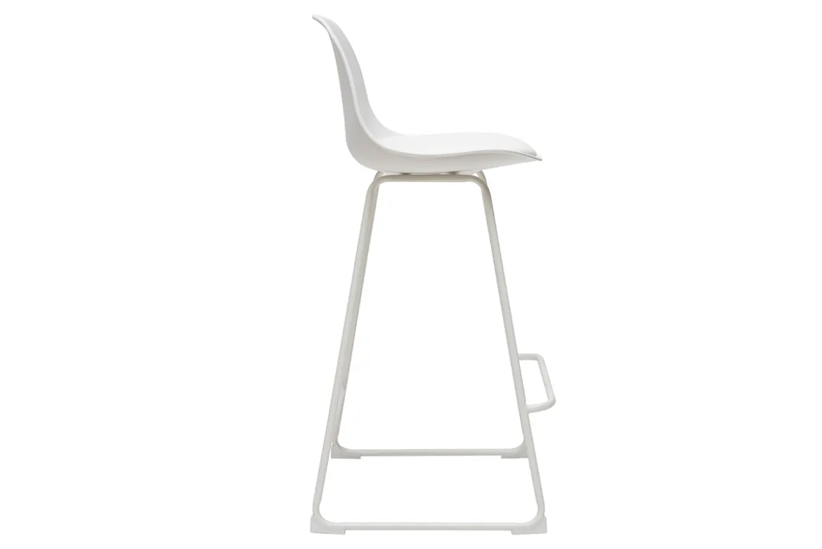 Tabourets de bar design blancs pieds métal 66 cm (lot de 2) FRANZ