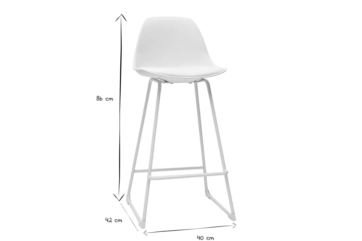 Tabourets de bar design blancs pieds métal 66 cm (lot de 2) FRANZ