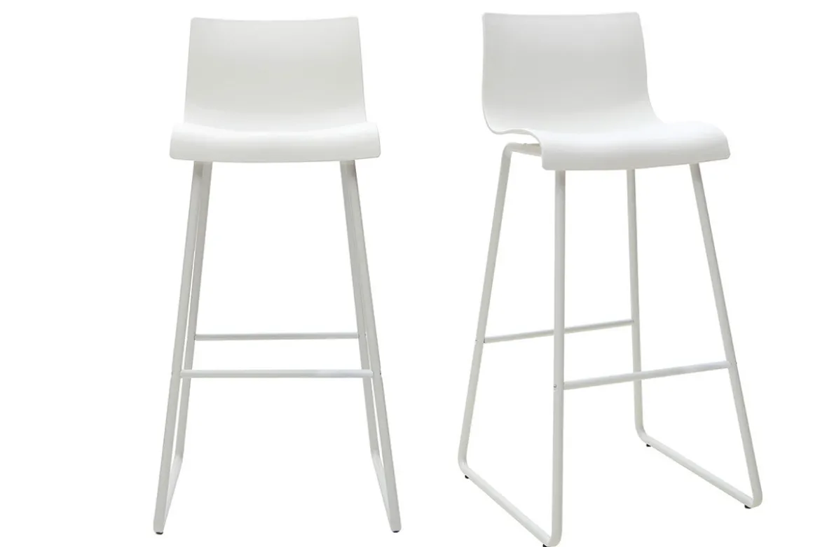 Tabourets de bar design blanc 76 cm (lot de 2) ONA