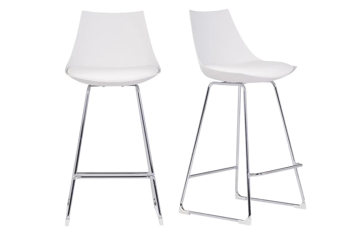 Tabourets de bar design blancs 65 cm (lot de 2) JUNE