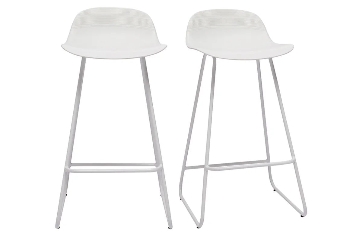 Tabourets de bar design blancs H65 cm (lot de 2) ELLA