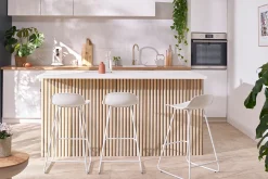 Tabourets de bar design blancs H65 cm (lot de 2) ELLA