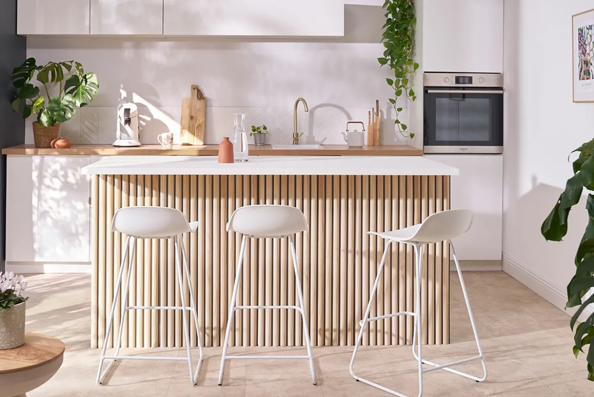 Tabourets de bar design blancs H65 cm (lot de 2) ELLA