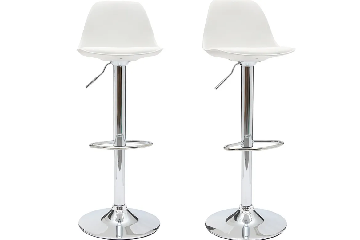 Tabourets de bar design blancs (lot de 2) STEEVY