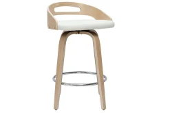 Tabourets de bar design bois clair et polyuréthane blanc 65cm pivotant 360° (lot de 2) MANO