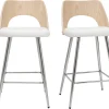 Tabourets de bar design bois et blanc H66.5 (lot de 2) FALCOM