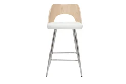 Tabourets de bar design bois et blanc H66.5 (lot de 2) FALCOM