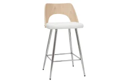 Tabourets de bar design bois et blanc H66.5 (lot de 2) FALCOM