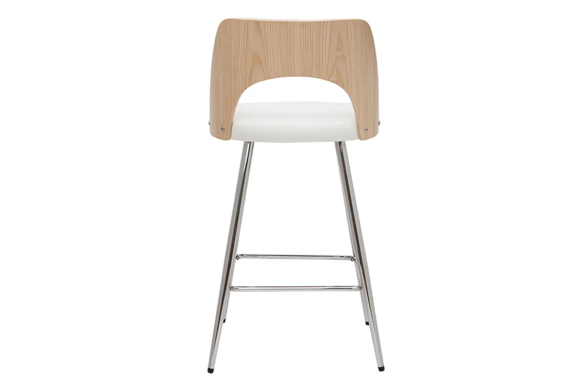 Tabourets de bar design bois et blanc H66.5 (lot de 2) FALCOM