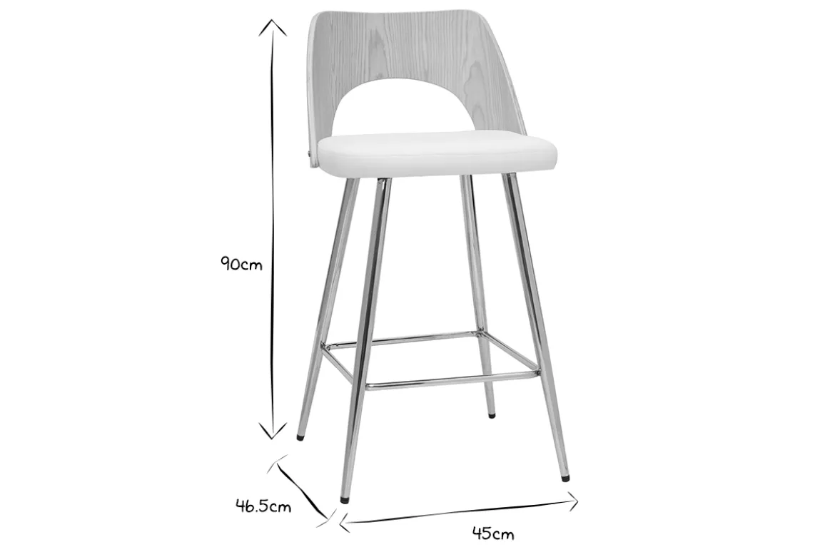 Tabourets de bar design bois et blanc H66.5 (lot de 2) FALCOM