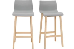 Tabourets de bar design bois et gris clair H65 cm (lot de 2) NEW SURF