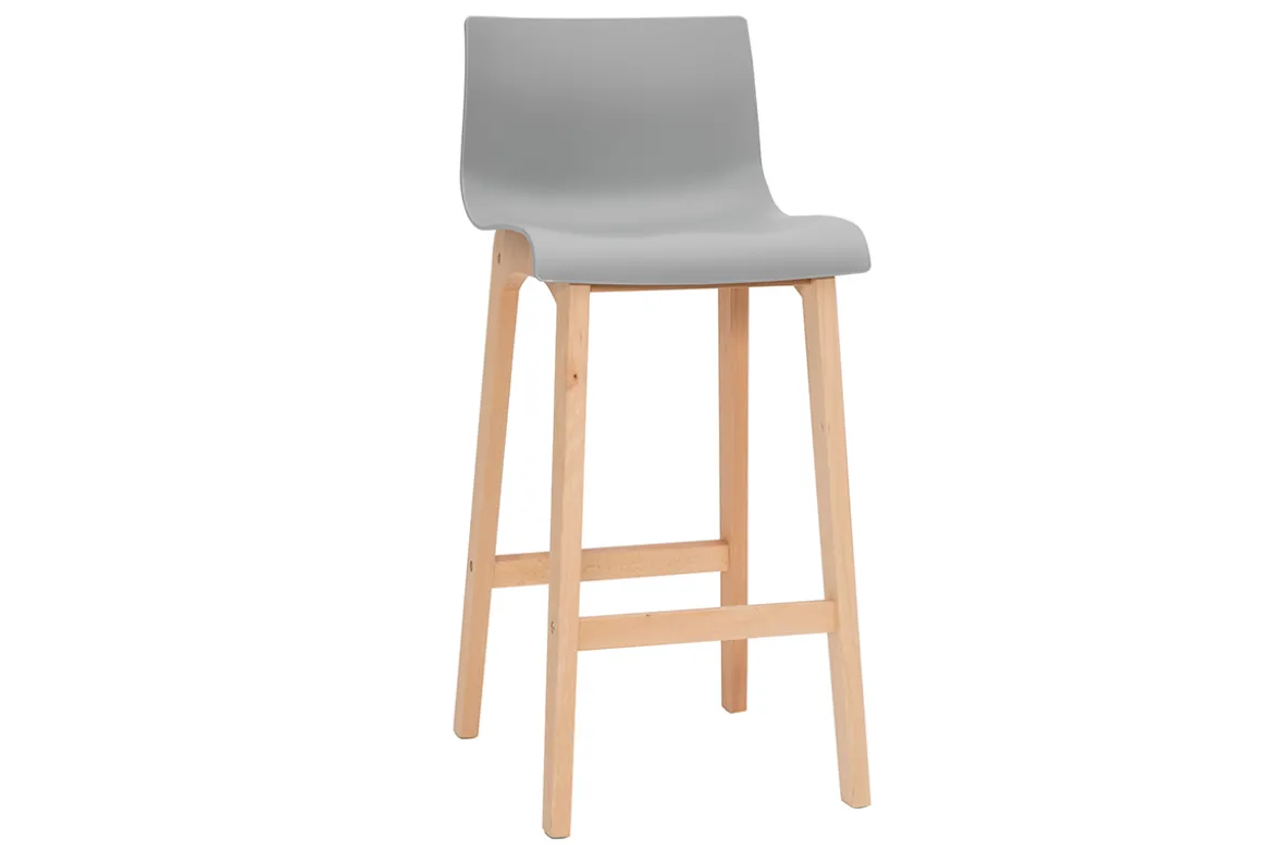 Tabourets de bar design bois et gris clair H65 cm (lot de 2) NEW SURF