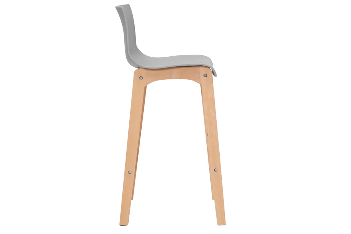 Tabourets de bar design bois et gris clair H65 cm (lot de 2) NEW SURF