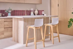 Tabourets de bar design bois et blanc H65 cm (lot de 2) NEW SURF