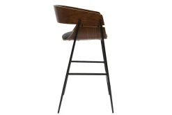 Tabourets de bar design bois foncé et métal noir (lot de 2) WESS