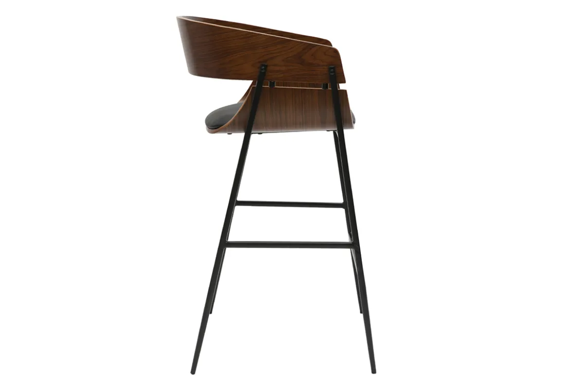 Tabourets de bar design bois foncé et métal noir (lot de 2) WESS