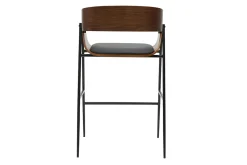 Tabourets de bar design bois foncé et métal noir (lot de 2) WESS