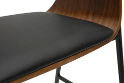 Tabourets de bar design bois foncé et métal noir (lot de 2) WESS