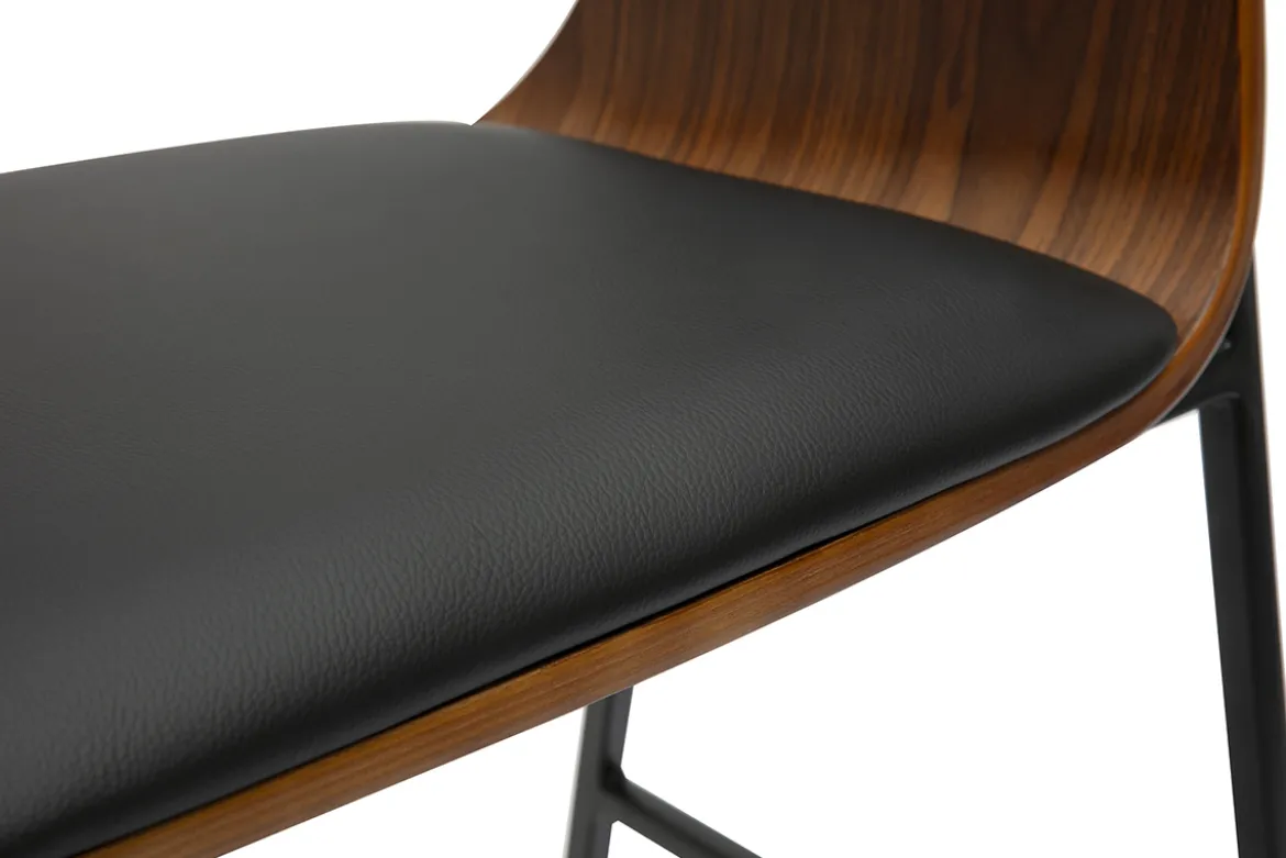 Tabourets de bar design bois foncé et métal noir (lot de 2) WESS