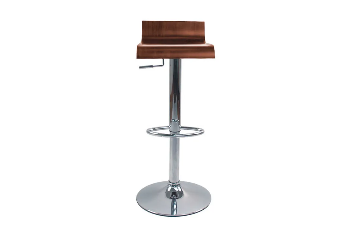 Tabourets de bar design bois foncé noyer et acier chromé (lot de 2) SURF V2