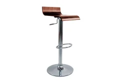 Tabourets de bar design bois foncé noyer et acier chromé (lot de 2) SURF V2