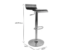 Tabourets de bar design bois foncé noyer et acier chromé (lot de 2) SURF V2