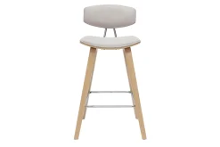 Tabourets de bar design en tissu effet velours texturé beige et bois clair H69 cm (lot de 2) VASCO