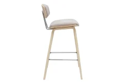 Tabourets de bar design en tissu effet velours texturé beige et bois clair H69 cm (lot de 2) VASCO
