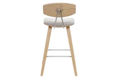Tabourets de bar design en tissu effet velours texturé beige et bois clair H69 cm (lot de 2) VASCO