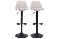 Tabourets de bar design en tissu effet velours texturé beige (lot de 2) STEEVY