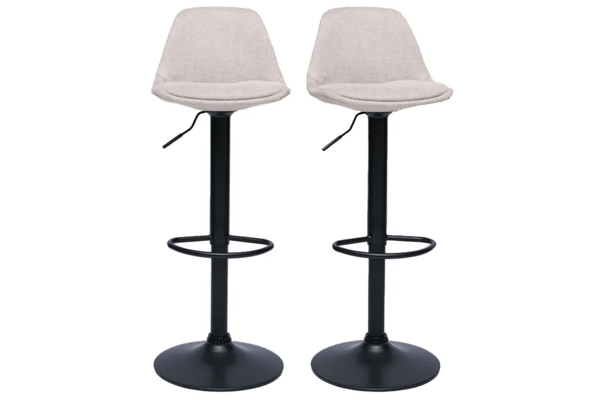 Tabourets de bar design en tissu effet velours texturé beige (lot de 2) STEEVY