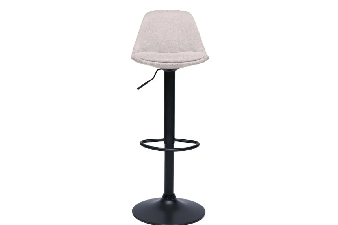 Tabourets de bar design en tissu effet velours texturé beige (lot de 2) STEEVY
