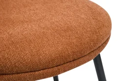 Tabourets de bar design en tissu effet velours texturé terre brûlée et métal noir (lot de 2) ROSALIE