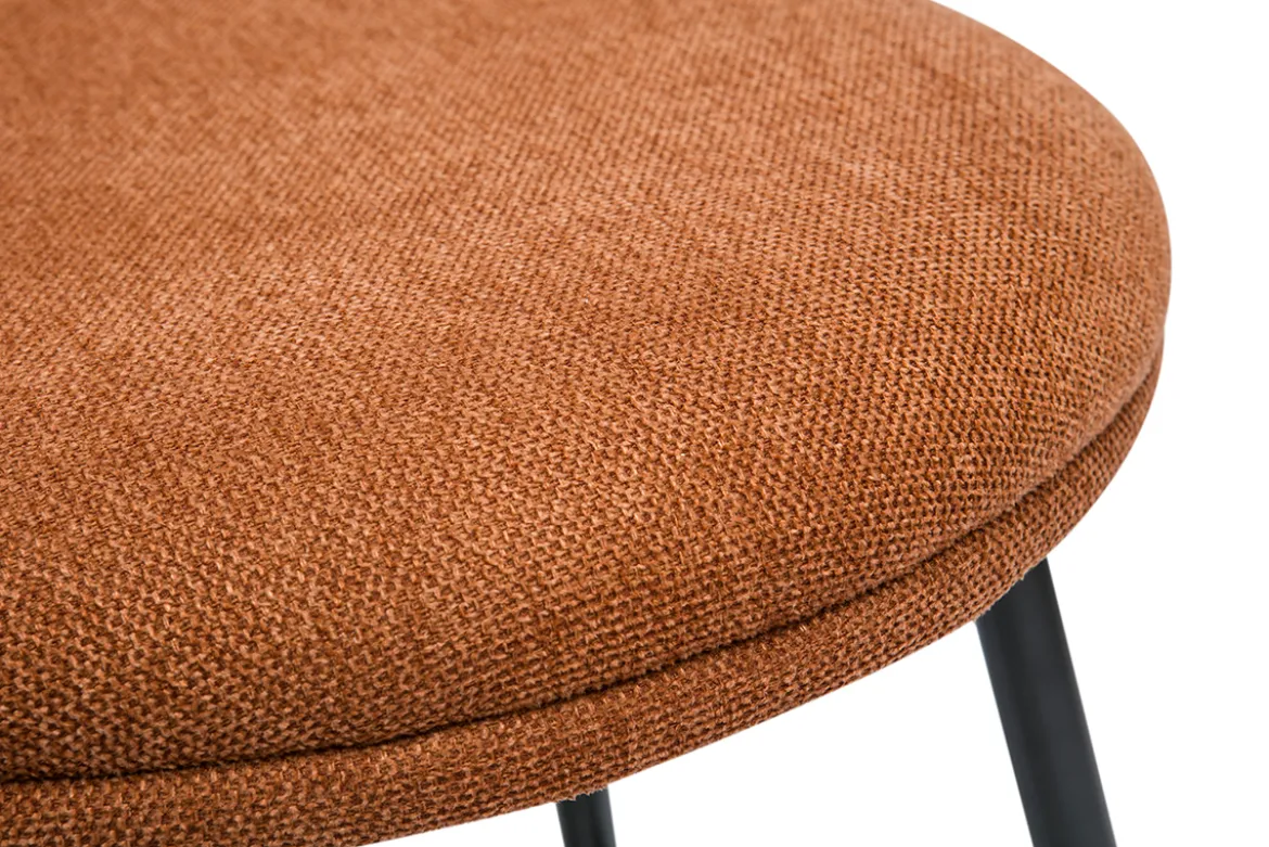 Tabourets de bar design en tissu effet velours texturé terre brûlée et métal noir (lot de 2) ROSALIE
