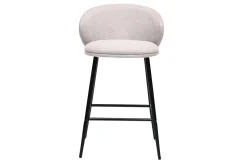 Tabourets de bar design en tissu effet velours texturé beige et métal noir (lot de 2) ROSALIE