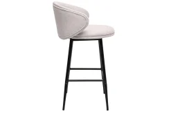 Tabourets de bar design en tissu effet velours texturé beige et métal noir (lot de 2) ROSALIE