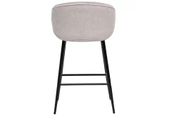 Tabourets de bar design en tissu effet velours texturé beige et métal noir (lot de 2) ROSALIE