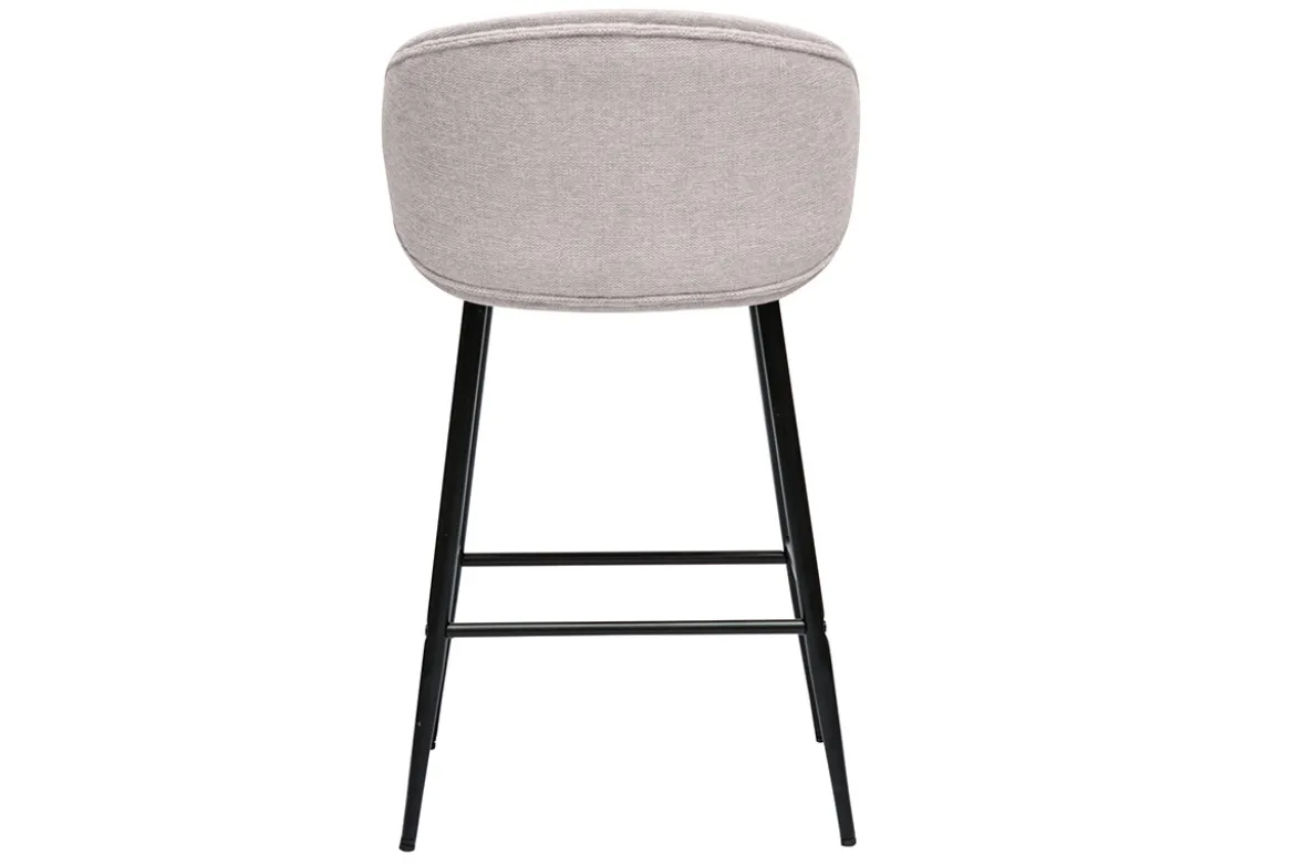 Tabourets de bar design en tissu effet velours texturé beige et métal noir (lot de 2) ROSALIE