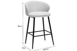Tabourets de bar design en tissu effet velours texturé beige et métal noir (lot de 2) ROSALIE
