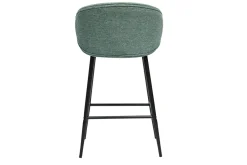Tabourets de bar design en tissu effet velours texturé vert céladon et métal noir (lot de 2) ROSALIE