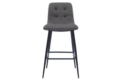 Tabourets de bar design en tissu gris et métal H65 cm (lot de 2) ESCAPE