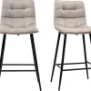 Tabourets de bar design en velours taupe H65 cm (lot de 2) MAXWELL