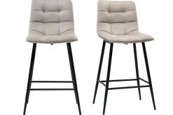 Tabourets de bar design en velours taupe H65 cm (lot de 2) MAXWELL