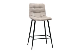 Tabourets de bar design en velours taupe H65 cm (lot de 2) MAXWELL