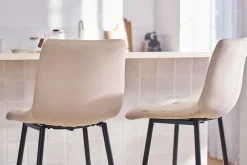 Tabourets de bar design en velours taupe H65 cm (lot de 2) MAXWELL