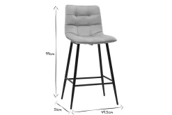 Tabourets de bar design en velours taupe H65 cm (lot de 2) MAXWELL